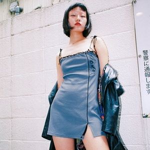 GANGYOUNG Snake Slip Dress Sky (Dolls Kill)